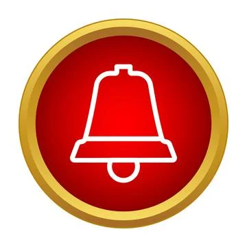 Red button notification bell icon for alerts 스톡 일러스트