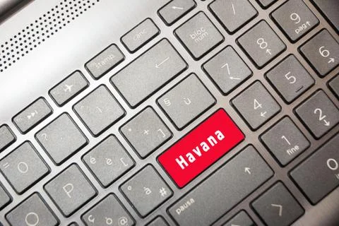 Red button on the PC with the word Buenos Aires Stock Photos