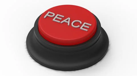 Red button peace isolated 3d illustration render Stock Illustration