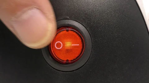 Red button power switch device. Stock Footage 112750760