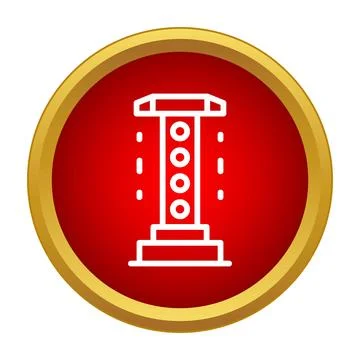 Red button pushing indicator showing industrial control Illustrazione stock