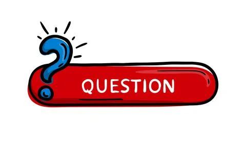 Red button with a question mark and text question Stock Illustration