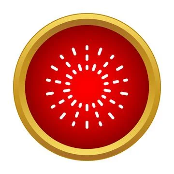 Red button with radiating white light effect Stock Illustration