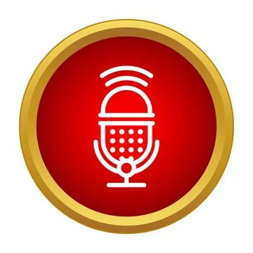 Red button recording sound with microphone icon Stock Illustration