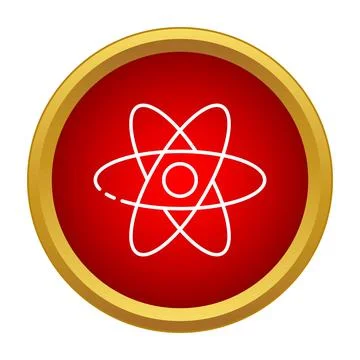 Red button showing abstract atom symbol Stock Illustration