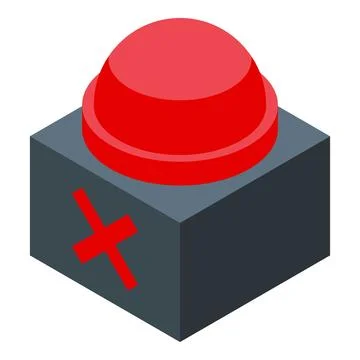 Red button showing a cross sign on a gray box, deactivated alarm system Stock Illustration