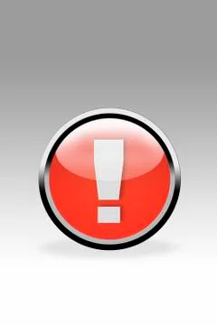 Red button showing exclamaton mark sign, close up Stock Illustration