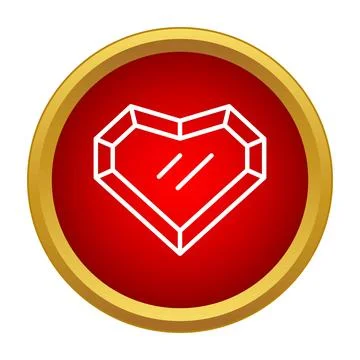 Red button showing heart shaped diamond gemstone icon 스톡 일러스트
