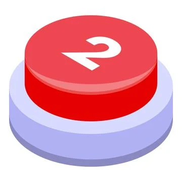Red button showing number two for second place or ranking Illustrazione stock