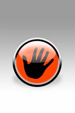 Red button showing open hand sign, close up Stock Illustration