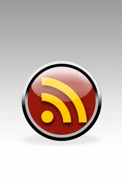 Red button showing RSS sign, close up 스톡 일러스트