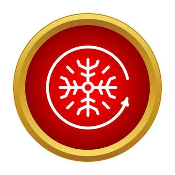 Red button showing snowflake and circular arrow icon Stock Illustration