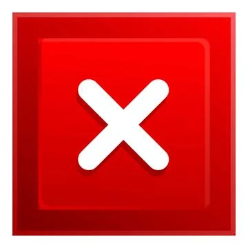 Red button showing white cross sign denoting rejection or negative response Stock Illustration