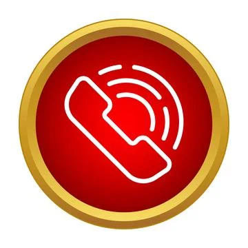 Red button showing a white ringing phone receiver Stock Illustration