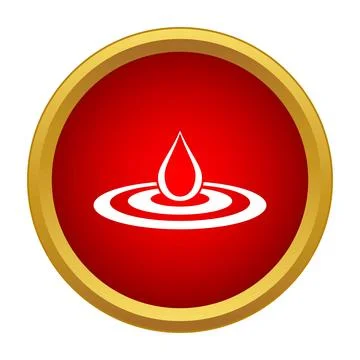 Red button showing white water drop and ripples Stock Illustration