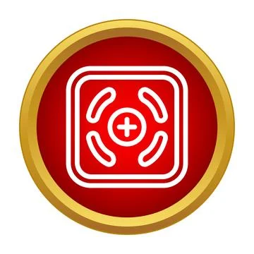 Red button sign with cross for emergency call Illustrazione stock
