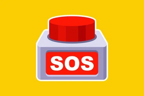 Red button sos. call for help. Stock Illustration