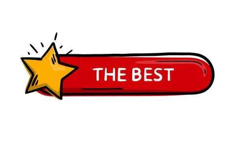 Red button with star and text best Stock Illustration