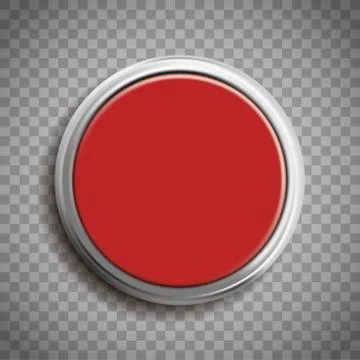 Red button template isolated on transparent background 스톡 일러스트