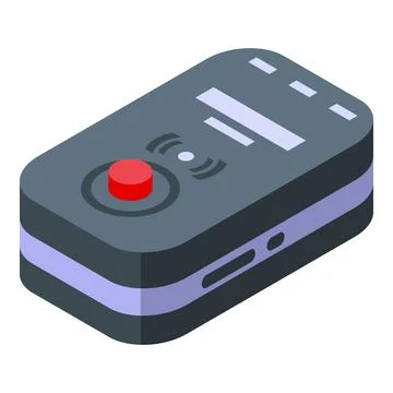 Red button tracker icon isometric vector. Global center Illustrazione stock
