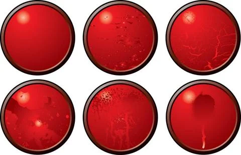Red button variation Illustrated collection of six buttons with different ... Stock Photos
