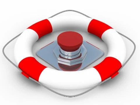 Red button on a white background. 3D image Stock Illustration