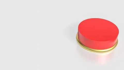 The Red button on white background  image 3d rendering. Stock Illustration