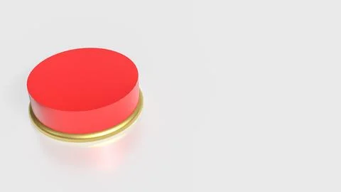 The Red button on white background  image 3d rendering. Stock Illustration