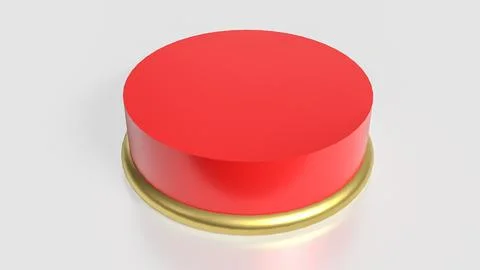 The Red button on white background  image 3d rendering. Stock Photos