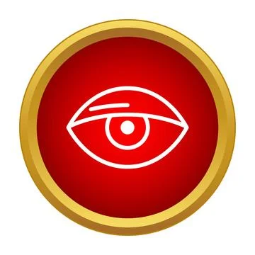 Red button with white eye icon signifying observation and security Stock Illustration