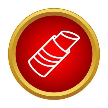 Red button with white outline lipstick icon 스톡 일러스트