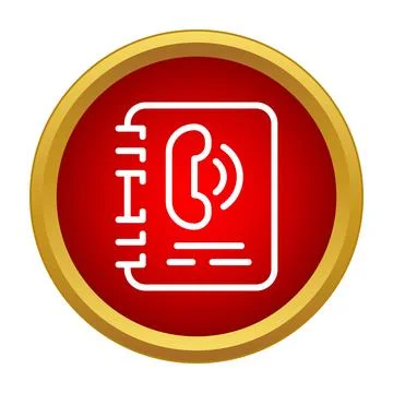 Red button with white phone book icon Stock Illustration