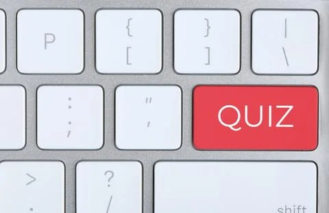 Red button with word QUIZ on computer keyboard, top view Foto stock