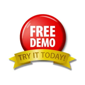 Red button with words 'Free Demo - Try It Today' Illustrazione stock