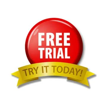 Red button with words 'Free Trial - Try It Today Illustrazione stock