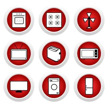 Red buttons with icon  Stock Illustration