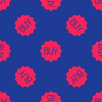 Red Buy button icon isolated seamless pattern on blue background. Vector 스톡 일러스트