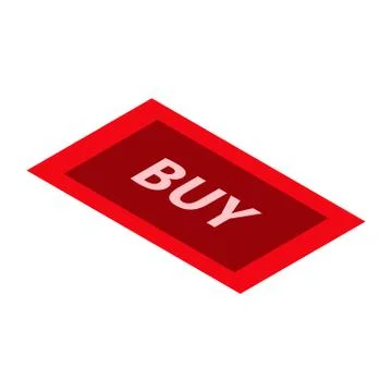 Red buy button icon, isometric style Illustrazione stock