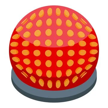 Red buzzer with yellow lights standing on grey base Illustrazione stock