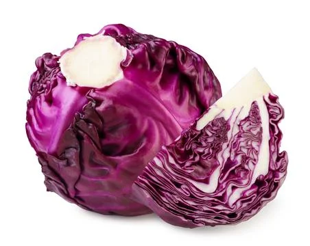 Red cabbage and slice close-up on a white. Isolated Stock Photos