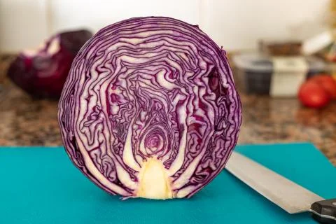 Red cabbage cross section Stock Photos