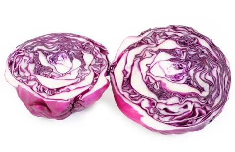 Red cabbage cross section on white background Stock Photos