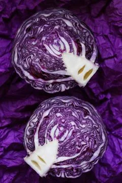 Red cabbage cut close-up Stock Photos