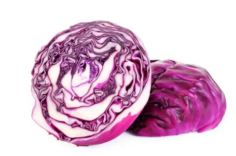 Red cabbage cut in half Stock Photos