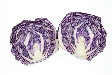 Red cabbage, cut in half Stock Photos