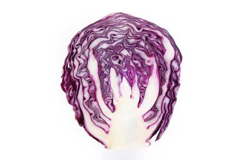Red cabbage cut in half on white background Stock Photos