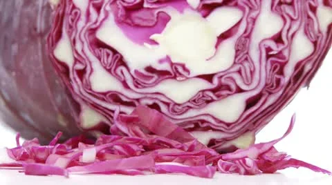 Red cabbage with cuttings closeup Stock Footage 8979433
