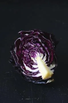 Red cabbage on dark background Stock Photos