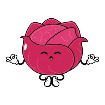 Red Cabbage doing yoga character Illustrazione stock