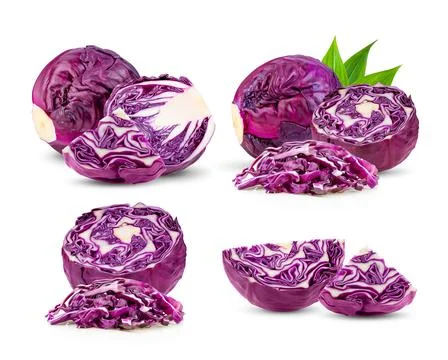 Red cabbage isolated on white  background Stock Photos